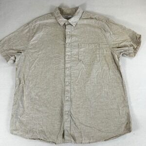 Sonoma Goods For Life Mens XL Linen Cotton Blend Short Sleeve Button‎ Down Beige